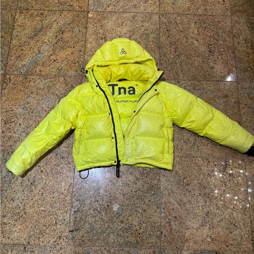 TNA Neon Yellow Puffer Jacket